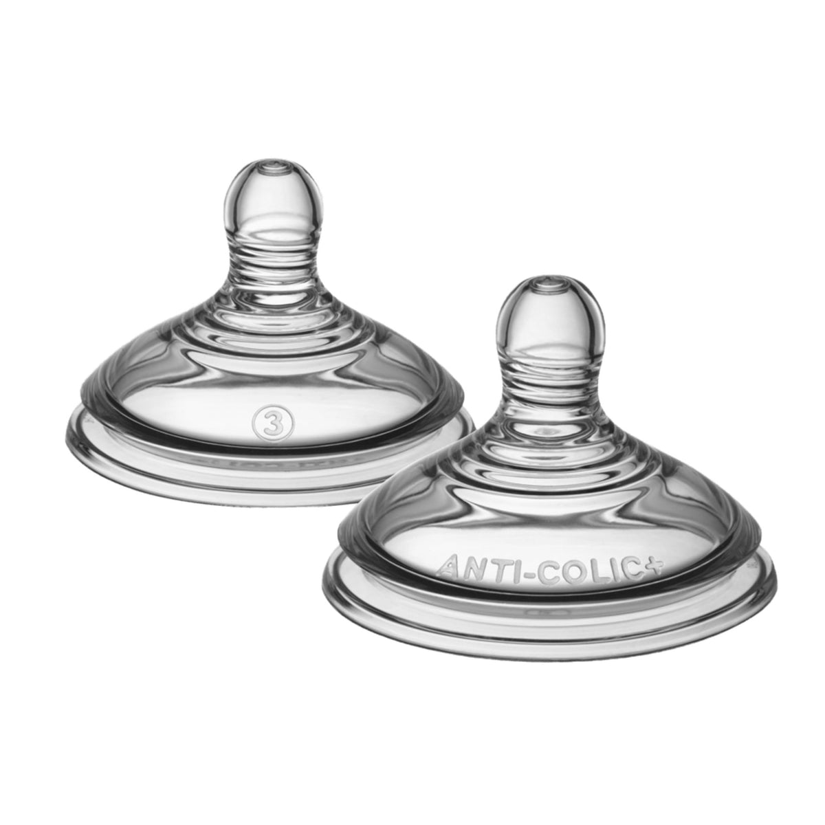 Tommee Tippee Advanced Anti-Colic Baby Bottle Nipples, Slow Flow, 0m+, Pack of 2 Soft Silicone Breast-Like Bottle Nipples for Natural Latch