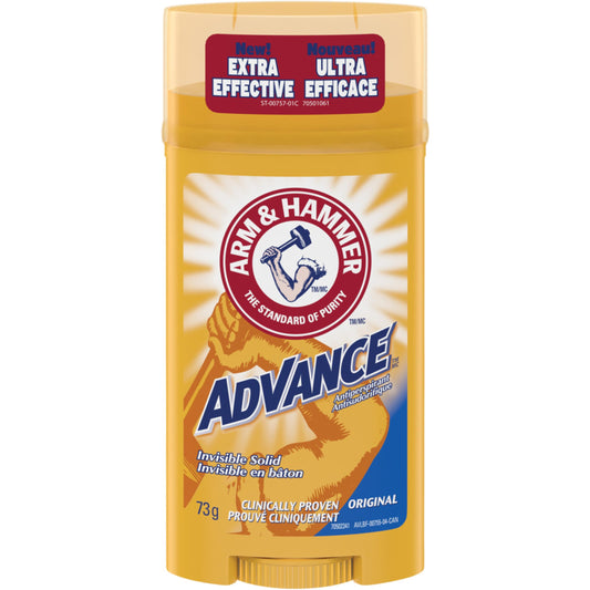 Arm & Hammer Advance Invisible Solid Antiperspirant Deodorant Stick, Original, 48H Protection, 73g