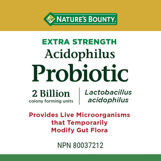 NATURE'S BOUNTY Extra Strength Acidophilus Probiotic, Lactobacillus Acidophilus, Temporarily Modifies Gut Flora, Live Microorganisms, 2 Billion Colony Forming Units,150 Caplets, 105 g