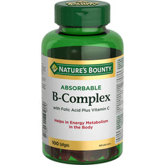 NATURE'S BOUNTY Absorbable B-Complex With Folic Acid Plus Vitamin C, Helps Energy Metabolism, 192.3 g