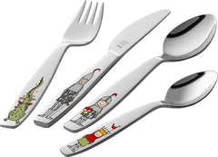 ZWILLING Eckbert Children's Kitchen Flatware 4 Piece Set - Stainless Steel Kids Cutlery Set, Safe Toddler Utensil, Dishwasher Safe, Includes Fork, Knife & Spoon