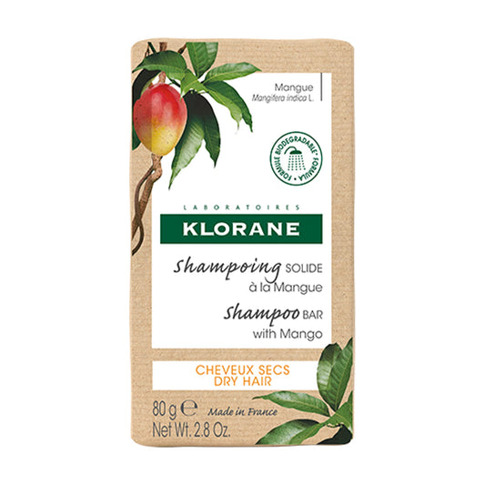 Klorane - Nourishing Shampoo Bar with Mango - Dry Hair, Hydrate Dry Hair, Biodegradable, Vegan - 80g.