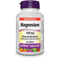 Webber Naturals Magnesium 500 mg, 60 Tablets, Enhanced Absorption Mineral, Supports Bone and Muscle Functions, Vegan