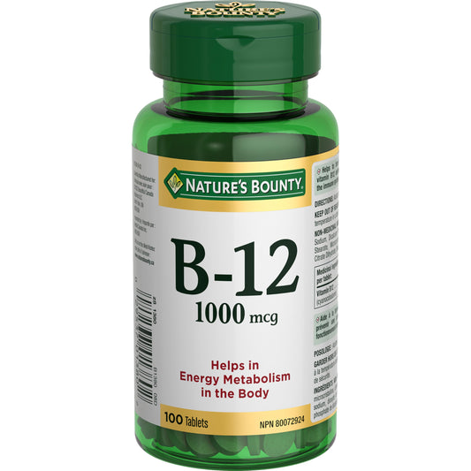 NATURE'S BOUNTY Vitamin B-12, 1000 mcg, Helps Energy Metabolism, Helps Red Blood Cell Formation, Prevents Vitamin B-12 Deficiencies, Supports Immune System, Tablets, 57.7 g