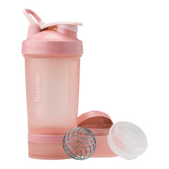 BlenderBottle Shaker Bottle with Pill Organizer and Storage for Protein Powder, Classic V2 ProStak System, 22-Ounce, Rose Pink