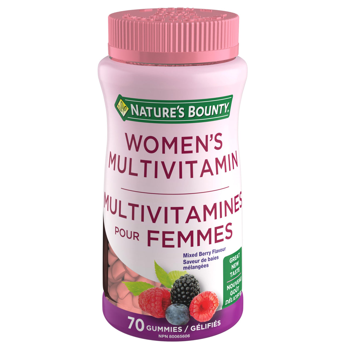 NATURE'S BOUNTY Women's Multivitamin, Helps Metabolize Nutrients, Helps Maintain Bones, Cartilage, Teeth & Gums, Aids Body In Absorption Of Calcium & Phosphorus, Mixed Berry Flavour, 175 g