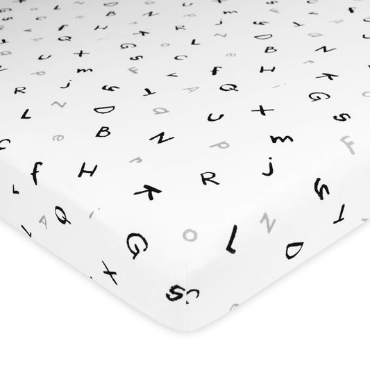American Baby Company 100% Natural Cotton Fitted Pack and Play Sheet 39" x 27" - Soft & Breathable Pack N Play Sheet for Playpen, Playard & Mini Crib Mattress, Alphabet, for Boys & Girls