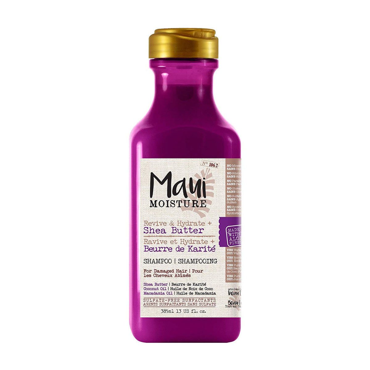 Maui Moisture Heal & Hydrate + Shea Butter Shampoo to Repair & Deeply Moisturize Tight Curly Hair with Coconut & Macademia Oils, Vegan, Silicone, Paraben & Sulfate-Free, 13 Fl Oz
