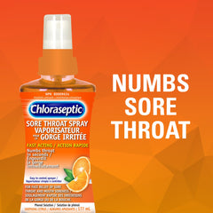 Chloraseptic Fast Acting Sore Throat Spray, Citrus Flavour, 177ml