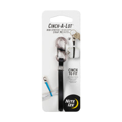 Nite IZE Cinch-A-Lot Mini Stretch Strap, Adjustable Slider and Strap Holds Earbuds Cases, Hand Sanitizer and Lip Balm, Black
