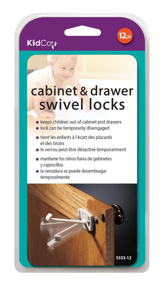 KidCo Swivel Cabinet & Drawer Lock, White, 12 Count
