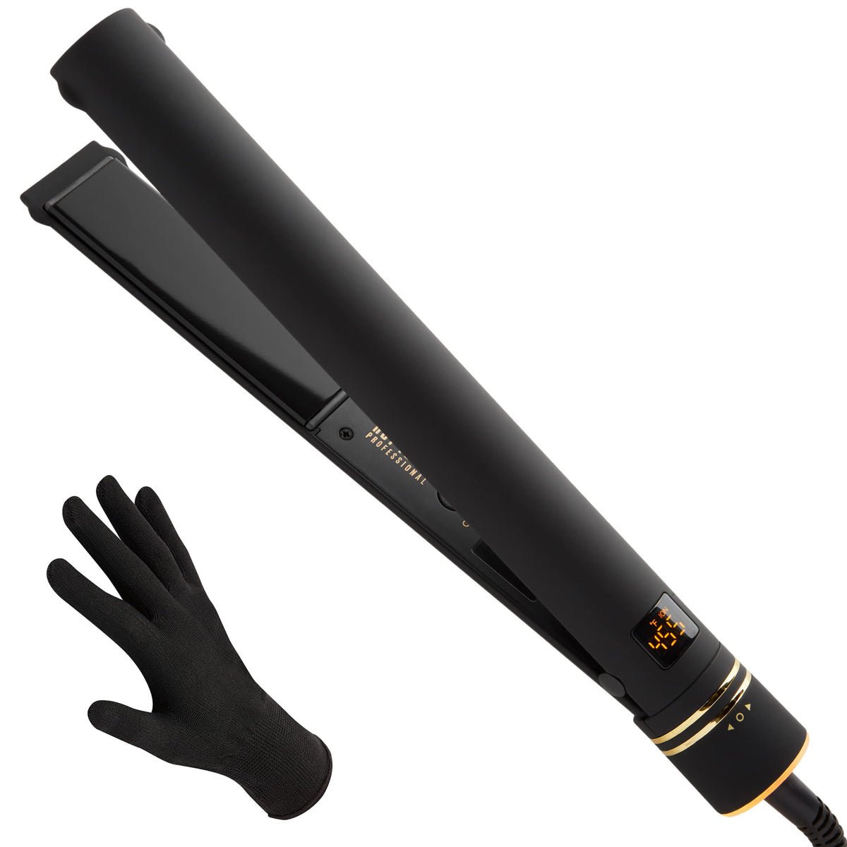 HOT TOOLS Professional Black Gold Micro-Shine Flat Iron, 1 ¼ Inch
