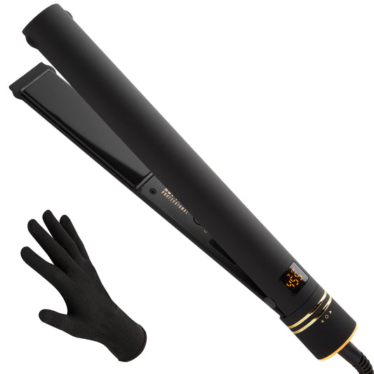 HOT TOOLS Professional Black Gold Micro-Shine Flat Iron, 1 ¼ Inch