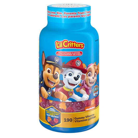 L'il Critters Paw Patrol Children's Multivitamin Gummies - 11 Essential Nutrients, Naturally Sourced Colours & 5 Delicious Flavours, 3 Month Supply - 190 Count