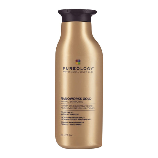Pureology Nanoworks Gold Shampoo, Hydrating Shampoo For Dry Hair That Needs to be Restored, For All Hair Types including Curly, Coily, and Wavy. Shampoo and Conditioner Set, Vegan, Sulfate-Free
