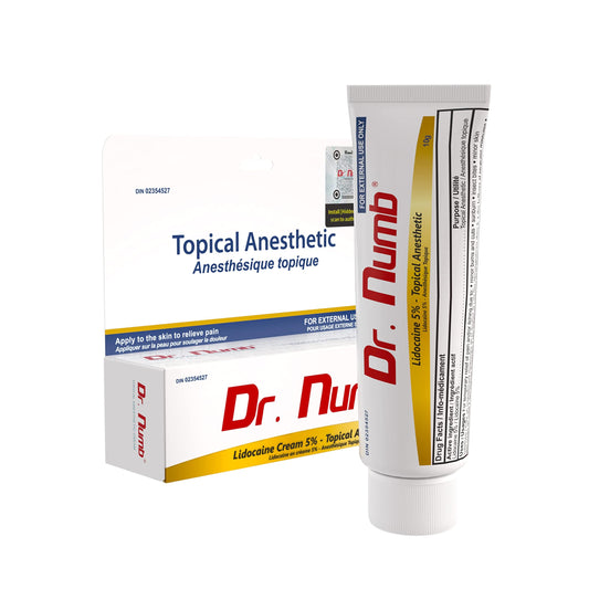 Dr. Numb Tattoo Numbing Cream 5% Lidocaine Topical Anesthetic Fast-Acting Pain Relief Cream for Tattoos, Piercing, Microblading, Microneedling, Waxing - Hemorrhoid Relief - 10 g