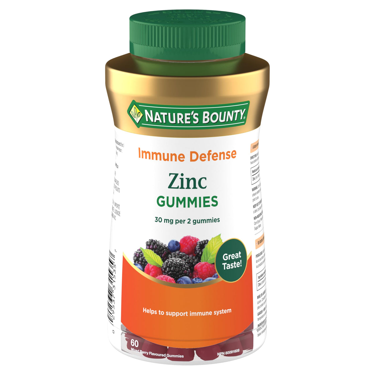 NATURE'S BOUNTY Zinc, 15 mg, Helps Maintain Immune Function & Good Health, 60 Gummies, 150 g