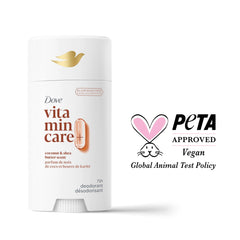 Dove Vitamin Care+ Deodorant Stick Aluminum-Free Deodorant for Women Coconut & Shea Butter Scent 72H Breathable Odour Protection with Vitamin B3+E 74 g