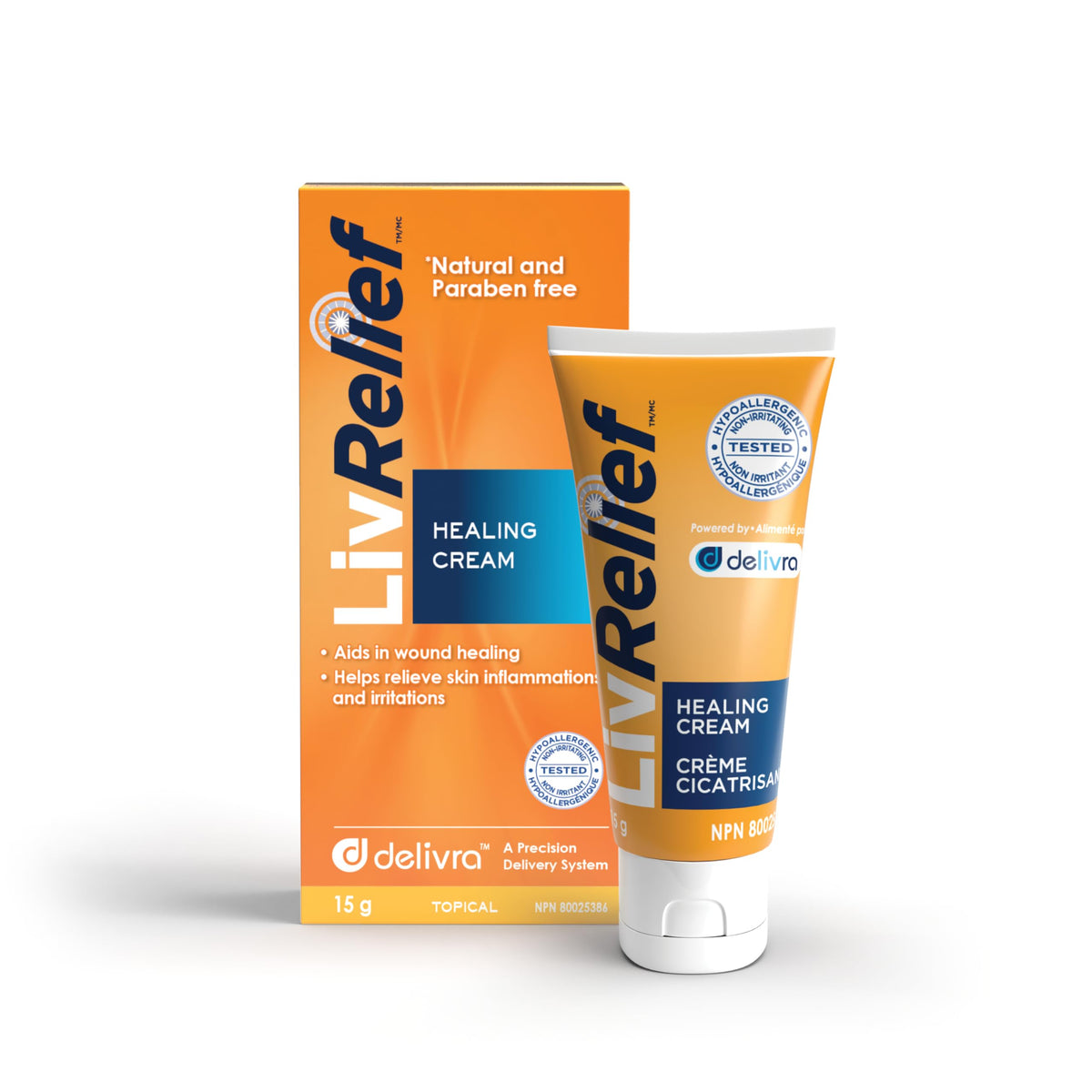 LivRelief First Aid Wound Cream for Cuts, Burns, Sores and Bug-Bites - Fast Healing Multi-Purpose Therapy Natural & Paraben-Free - 15g