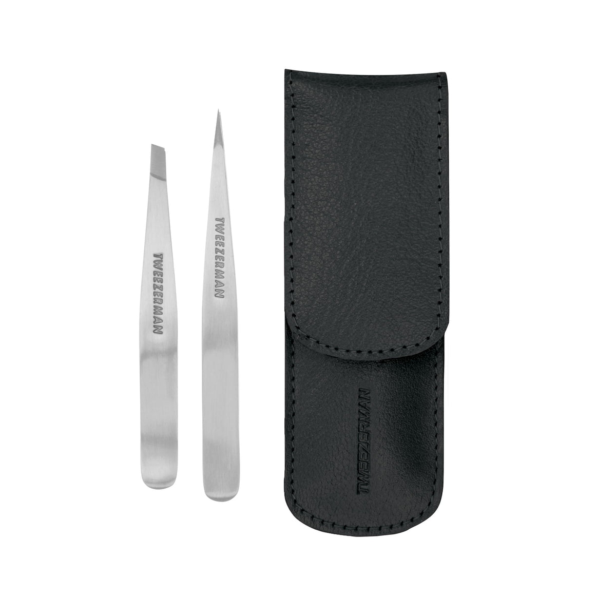 TWEEZERMAN Petite Tweezer Set, Black Leather Case