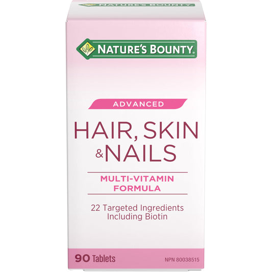 NATURE'S BOUNTY Hair, Skin & Nails Advanced, Maintains Structure Of Hair, Skin & Nails, 22 Targeted Ingredients Including Biotin, An antioxidant for the maintenance of good health. Maintain hair, skin and nail structure. Tablets, 163 g