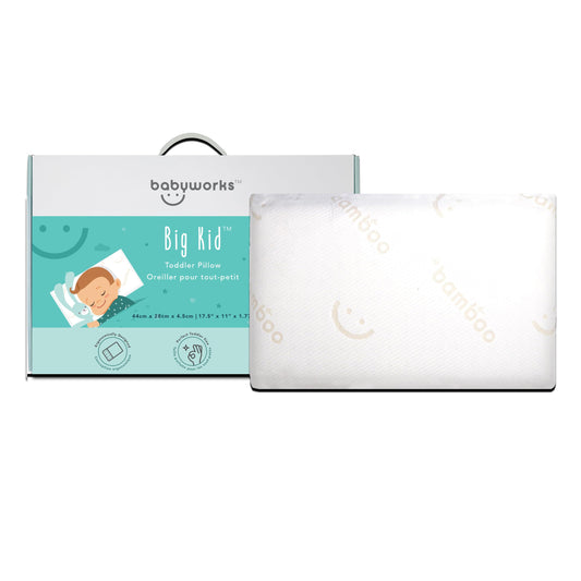 Baby Works Toddler Pillow - Soft & Supportive Memory Foam, Chiropractor Recommended, Removable & Machine Washable Cover, For Ages 12m+