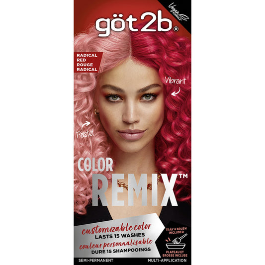 Got2b Color Remix, Customizable Semi-Permanent Hair Colour, Radical Red 092, 1 Pack/50 ml, Vegan Formula, Lasts up to 15 Washes