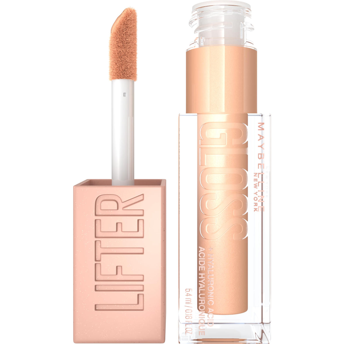 Maybelline New York Lifter Gloss, Hydrating Lip Gloss with Hyaluronic Acid, High Shine for Fuller Looking Lips, XL Wand for One-Swipe Application, Rust, Warm Neutral, 5.4 ml