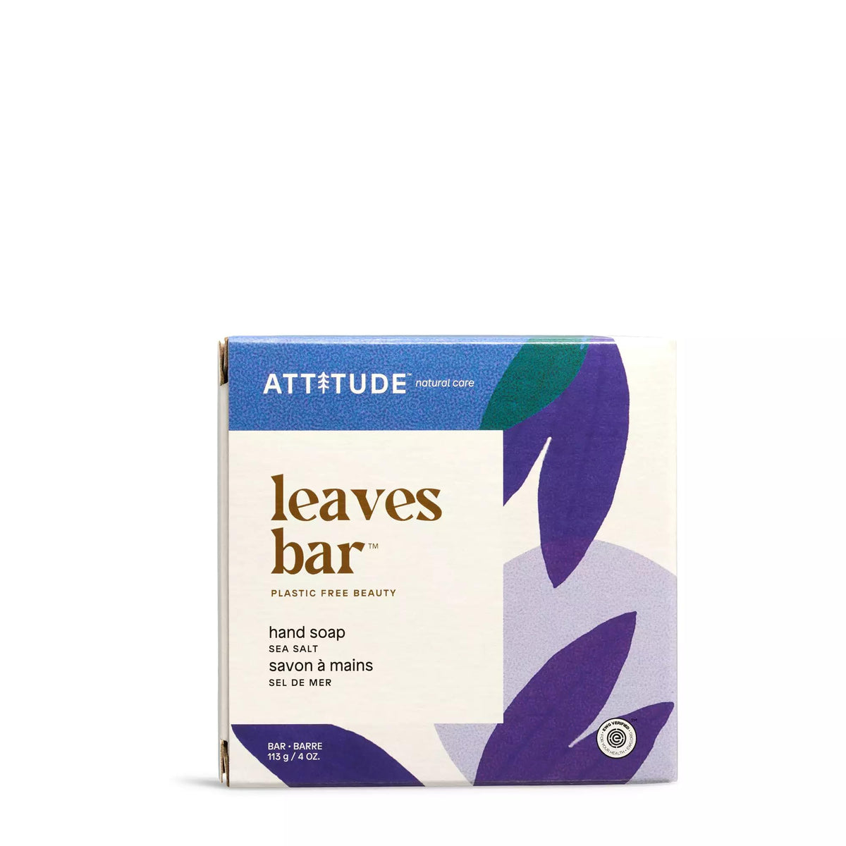 ATTITUDE Soap Bar, Made in Canada, Natural Origin, Nourishing Cleanser for Hands and Body, Repairs and Soothes Dry Skin, Avocado Oil & Shea Butter, Made in Canada, EWG Verified, & Vegan, Sea Salt, 113 g