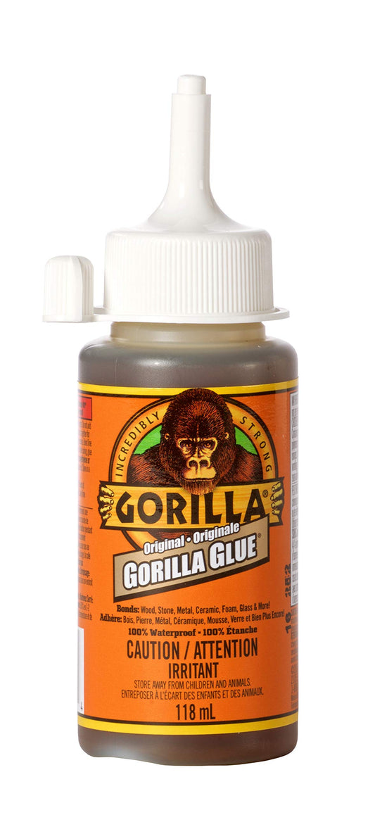 Gorilla Glue Original, Indoor and Outdoor Use, 100% Waterproof Formula, Versatile Bonding Adhesive, Easy Application Nozzle, 4 oz / 118 mL (Pack of 1)