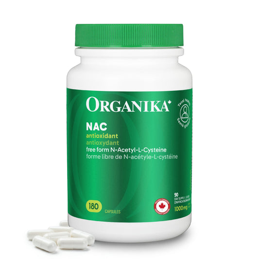Organika Canadian-Made NAC (N-Acetyl-L-Cysteine) 500mg- Supports Antioxidant Glutathione Levels, Immune System Support, Liver and Detox Support- 180caps