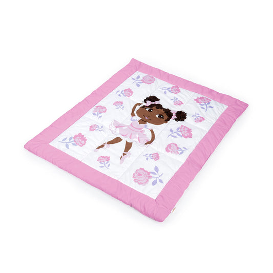 Little Muffincakes Zhara Quilted Blanket, Ballerina and Flower Print