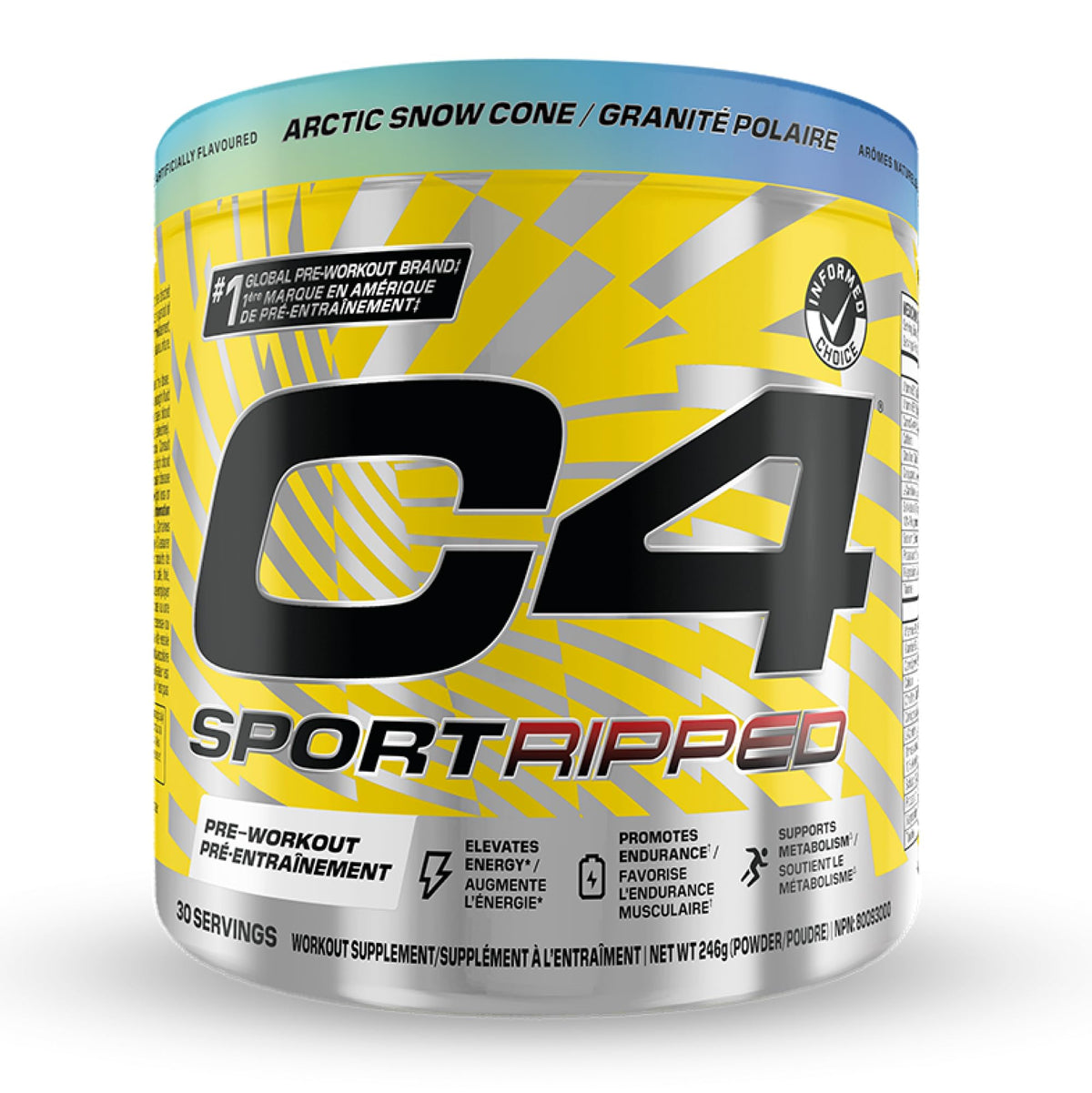 Cellucor C4 Ripped Thermogenic Pre Workout Powder - Informed-Choice Certified Preworkout Energy & Fat Metabolism - Artic Snow Cone, 30 Servings