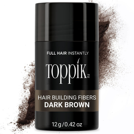 TOPPIK Hair Building Fibers for Instantly Fuller Hair, Dark Brown, 12 g, Fill In Fine or Thinning Hair, Instantly Thicker Looking Hair, Multiple Shades for Men & Women