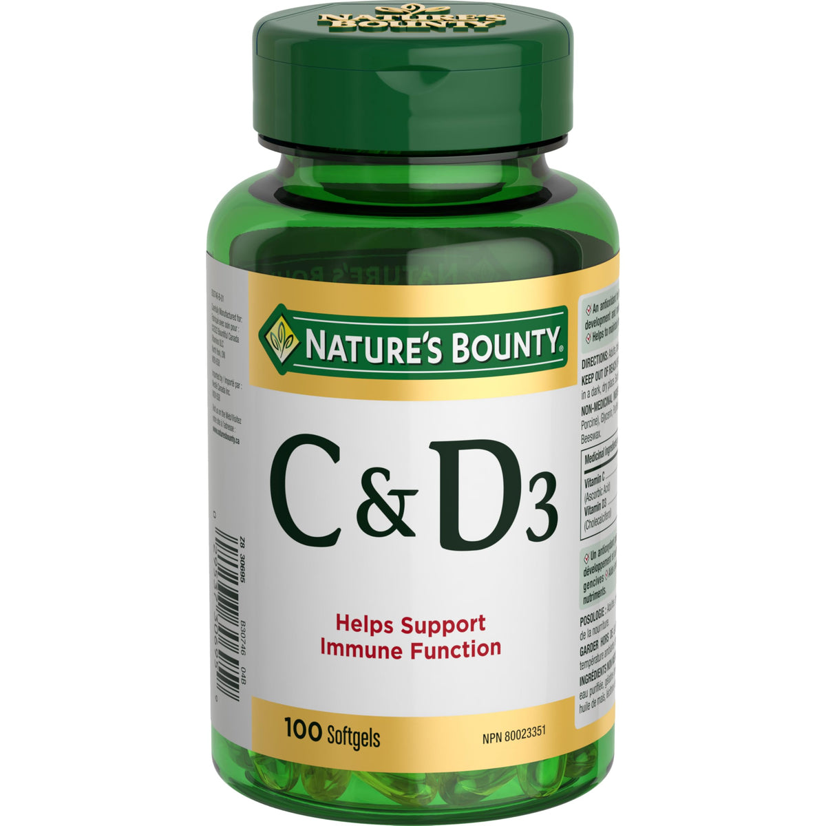 NATURE'S BOUNTY Vitamins C & D3, Supports Immune Function, Provides Antioxidants, Supports Development & Maintenance Of Bones, Cartilage, Teeth & Gums, Helps Metabolize Nutrients, Softgels, 157.1 g