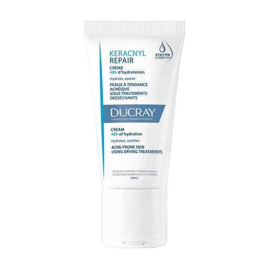 Ducray - Keracnyl Repair Cream - 48h Hydration - Acne-Prone Skin - Skin Dried Out By Drug Treatments - 50ml