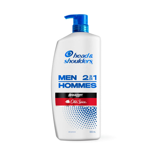 Head and Shoulders Mens 2 in 1 Dandruff Shampoo and Conditioner, Anti-Dandruff Treatment, Old Spice Swagger for Daily Use, Paraben Free, 835 mL