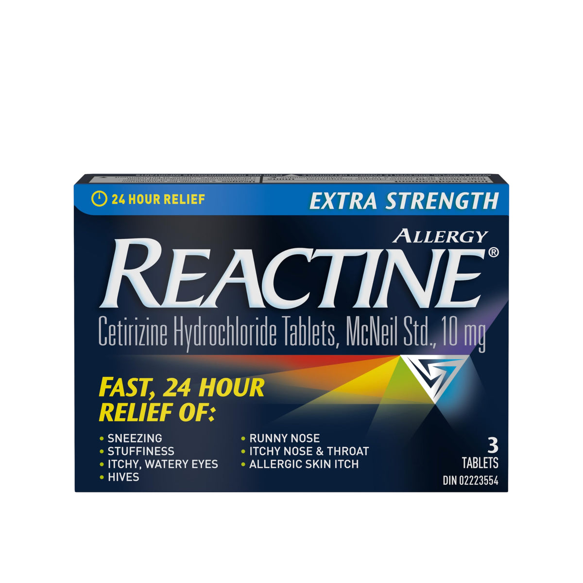 Reactine Extra Strength Antihistamine Tablets - 10mg Cetirizine Hydrochloride - 24 Hour Allergy Relief Medicine - 3 Count