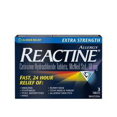 Reactine Extra Strength Antihistamine Tablets - 10mg Cetirizine Hydrochloride - 24 Hour Allergy Relief Medicine - 3 Count