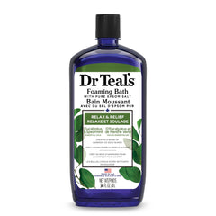 Dr Teal’s Foaming Bath with Pure Epsom Salt, Relax & Relief with Eucalyptus & Spearmint, 34 fl oz (Packaging May Vary)