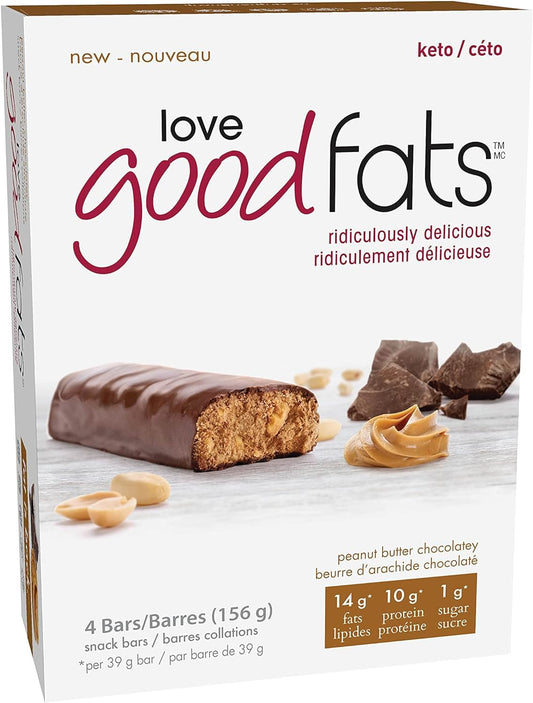 Love Good Fats Peanut Butter Chocolate Snack Bars 4 X 39g, 4 Count
