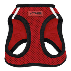 Best Pet Supplies Voyager Step-in Air Harness - All Weather Mesh, Reflective, No Pull Harness for Dogs, Cats - Secure with Hook & Loop Fastener, Buckle, Double D-Rings - Red/Black Trim, XXXS