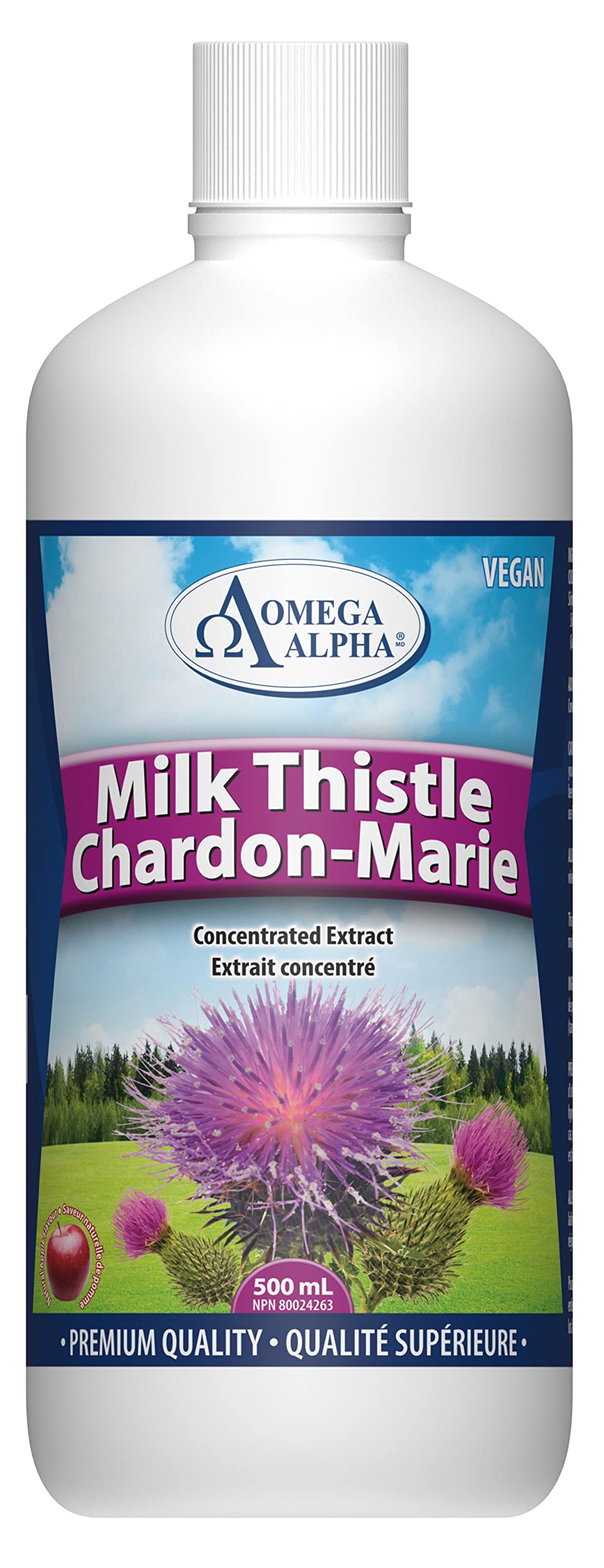 Omega Alpha Milk Thistle Liquid Supplement for Liver Function & Digestion Aid, High Potency Silybum Marianum 2500mg, Alcohol-Free, 500ml 50-Day Supply