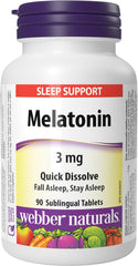 Webber Naturals Melatonin 3 mg, 90 Quick Dissolve Tablets, For Sleep Support