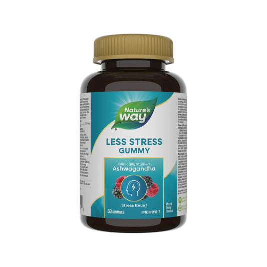 Nature’s Way Less Stress Ashwagandha Gummies – Stress Relief Supplement for Adults – Clinically Studied Sensoril® Ashwagandha, Reduces Symptoms of Stress, Mixed Berry Flavour, 60 Vegetarian Gummies
