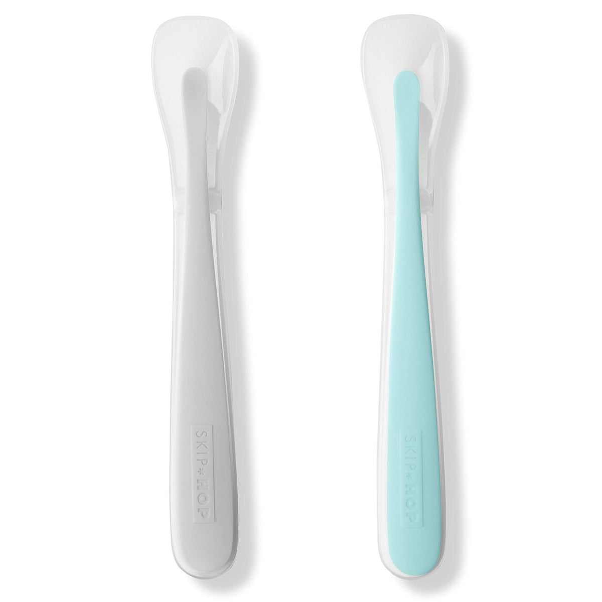 Skip Hop Baby Spoons, Easy-Feed, 2 Pack, Grey/Soft Teal