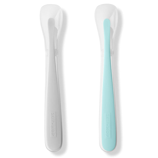 Skip Hop Baby Spoons, Easy-Feed, 2 Pack, Grey/Soft Teal