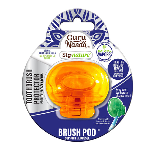 GuruNanda Brush Pods (1 Pack) - Toothbrush Head Cover for Manual & Electric Brushes - Clip-On Plastic Toothbrush Protector with Natural Essential Oil Vapors - Colors Varies