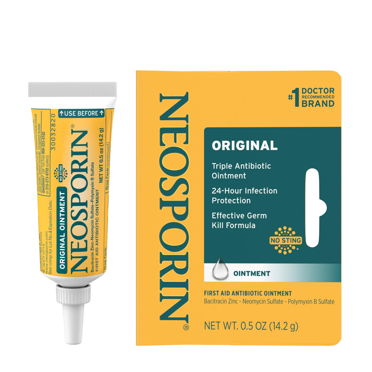 Neosporin Original First Aid Triple Antibiotic Ointment with Bacitracin Zinc for Infection Protection, Wound Care Treatment & Helps Minimize the Appearance of Scars for Minor Wounds, .5 oz