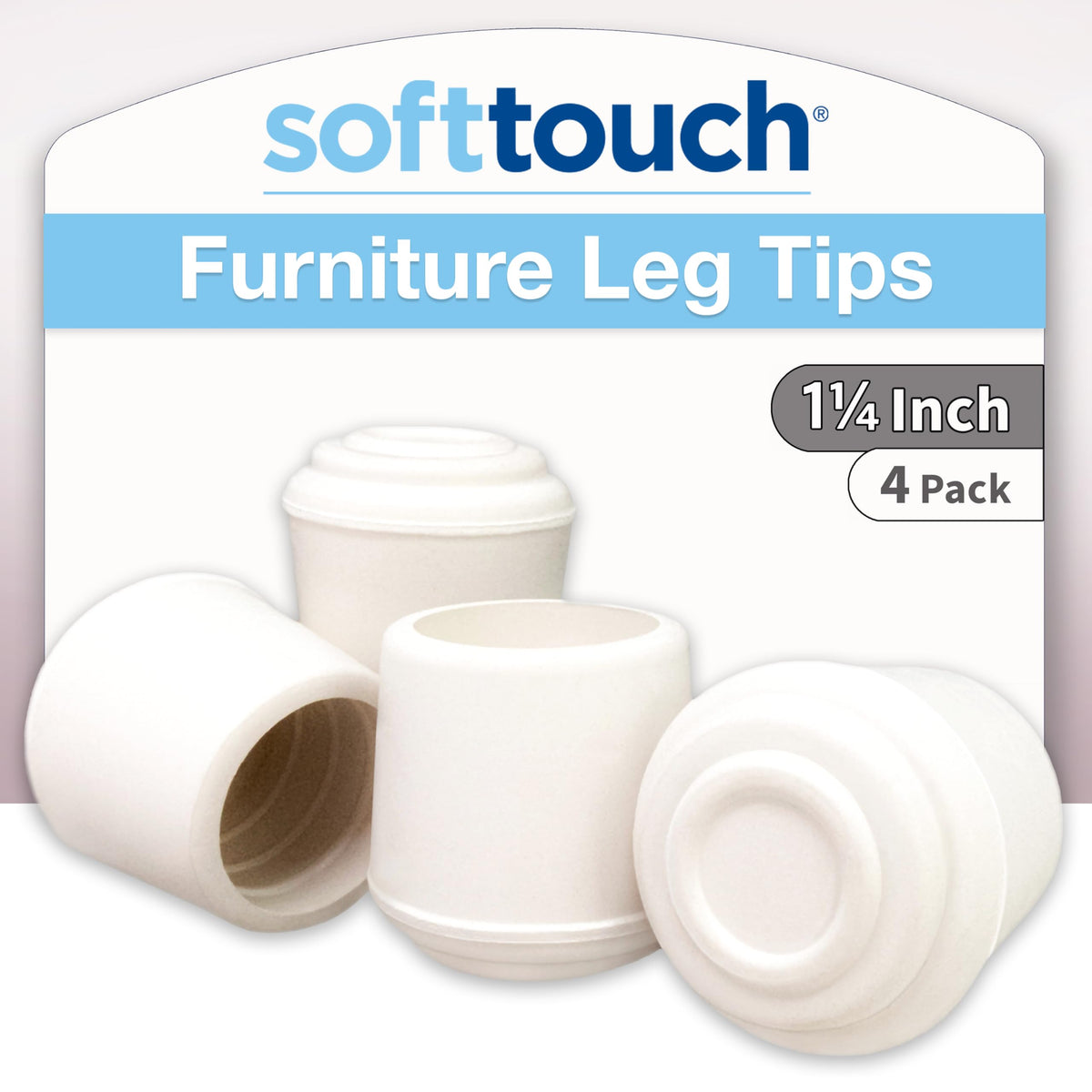 SoftTouch Rubber Leg Tip (4 Piece), 1-1/4", White